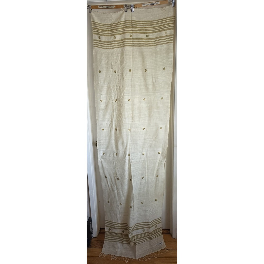 Tribes India Stole White Tan Unisex Wrap Shawl Scarf Boho Bohemian Neck - Picture 2 of 6